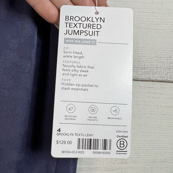 Athleta Brooklyn Textured Jumpsuit Medieval Violet Size 4 #981034 NWT - Picture 7 of 13